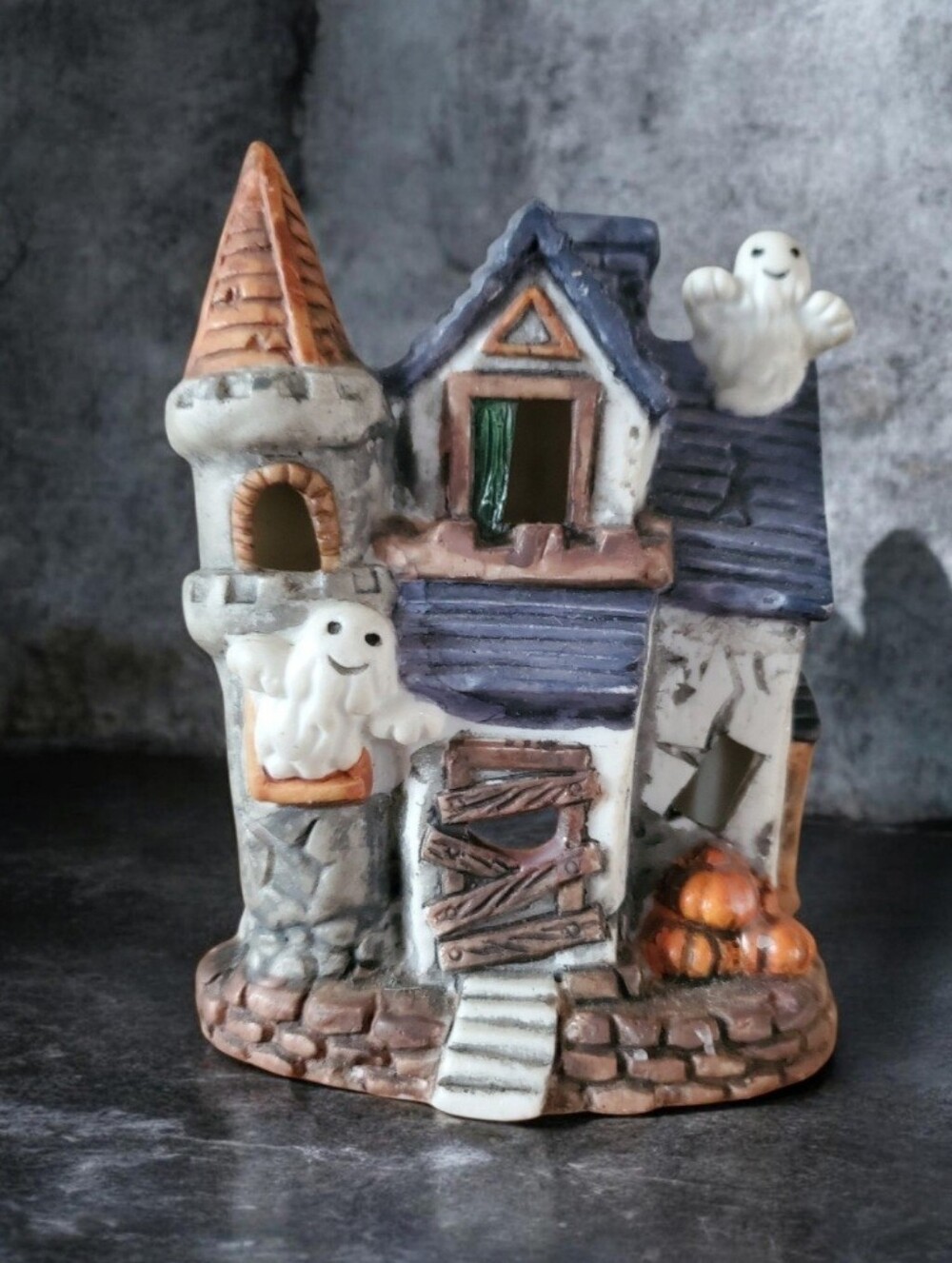 Vintage Haunted House w/ Ghosts Tealight Holder